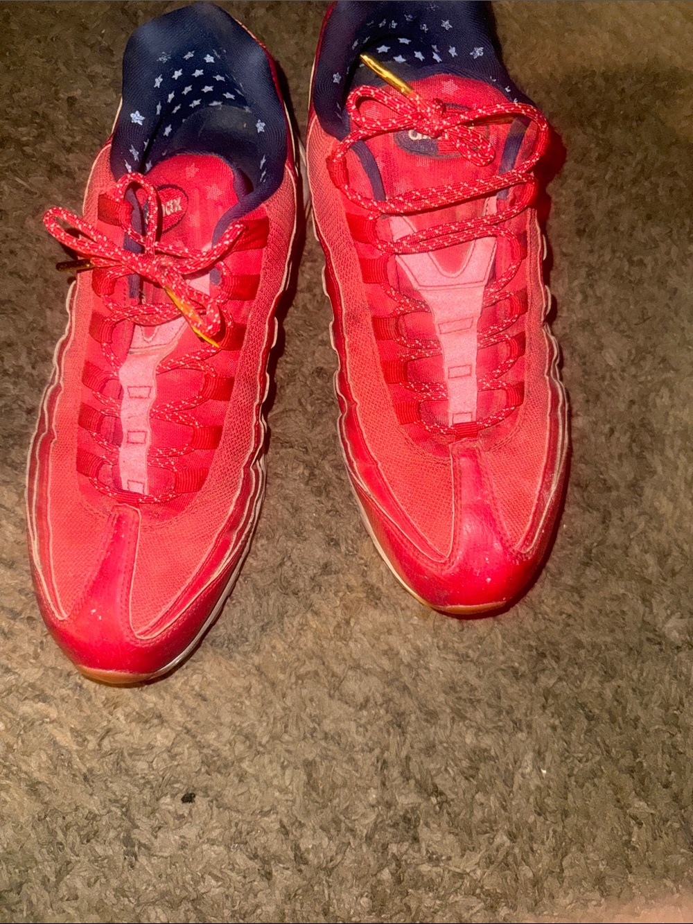 Nike Men's Red Athletic Sneakers with Navy Lining